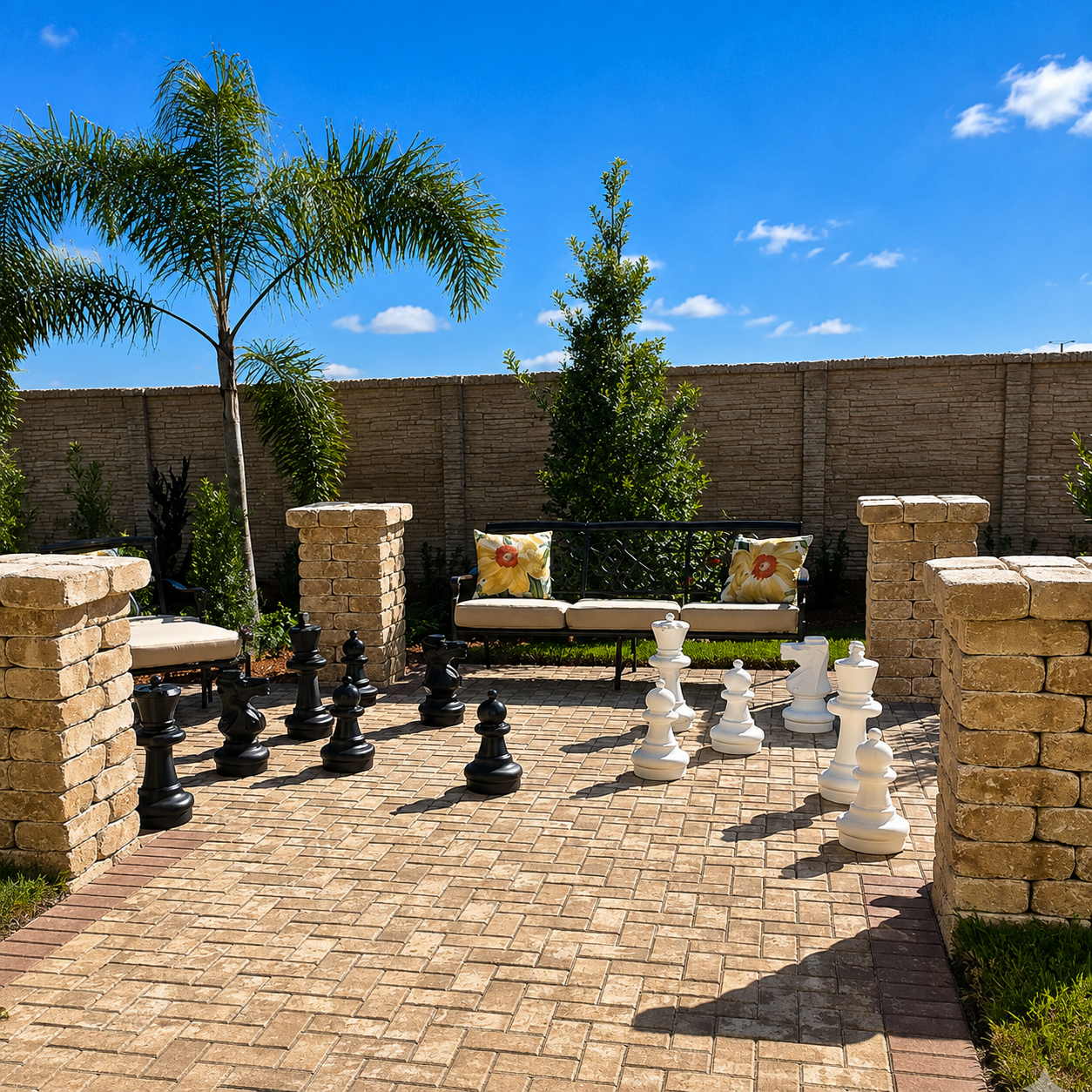 Ave Maria chess board patio
