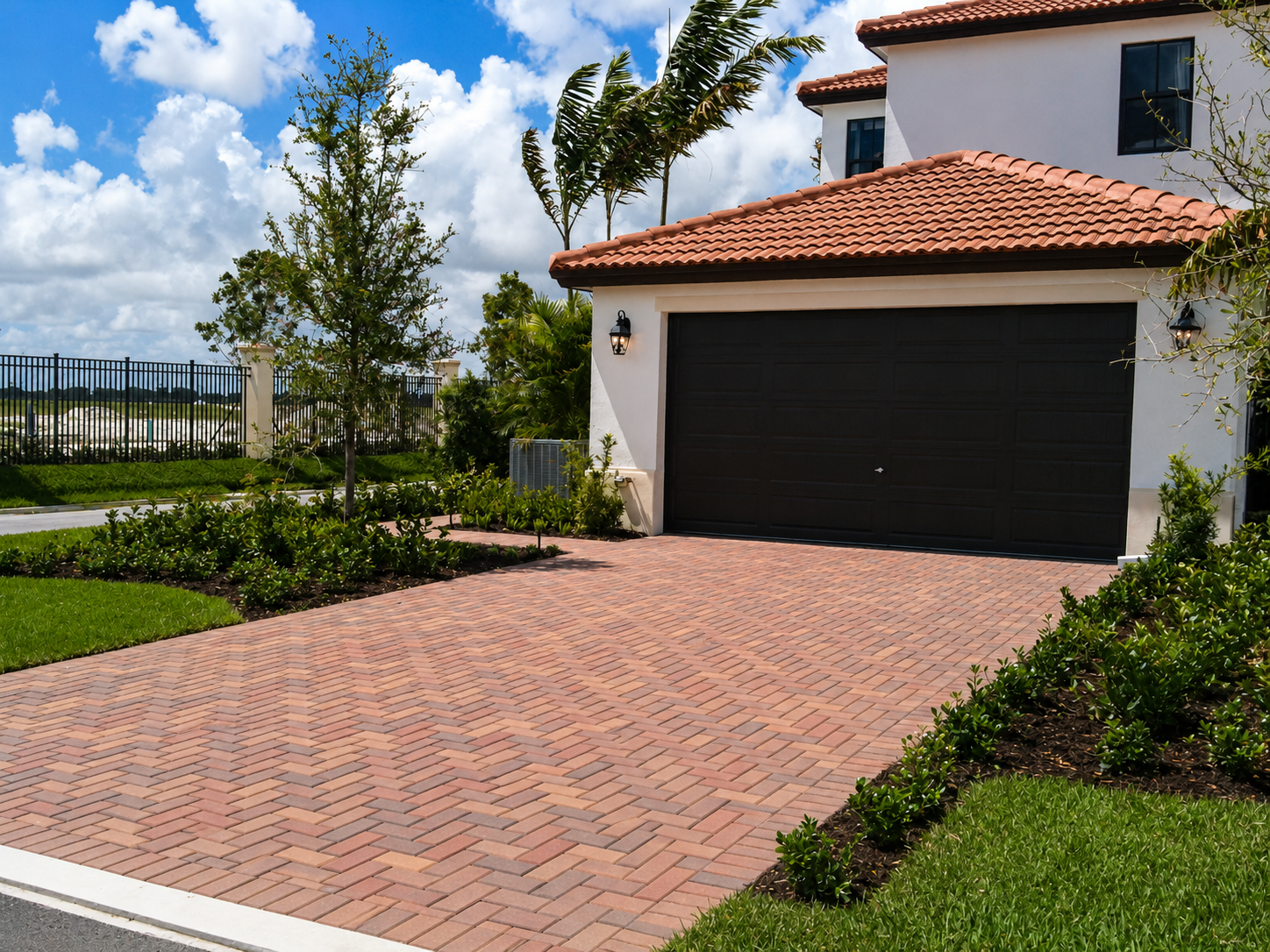 Modern Spanish villa with brick driveway