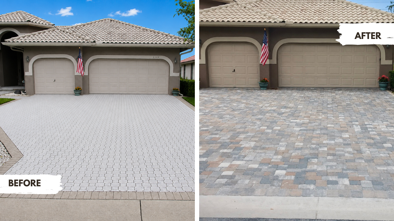 Cobblestone driveway transformation